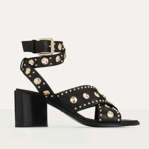 Maje Black and Gold Studded Women's Sandals